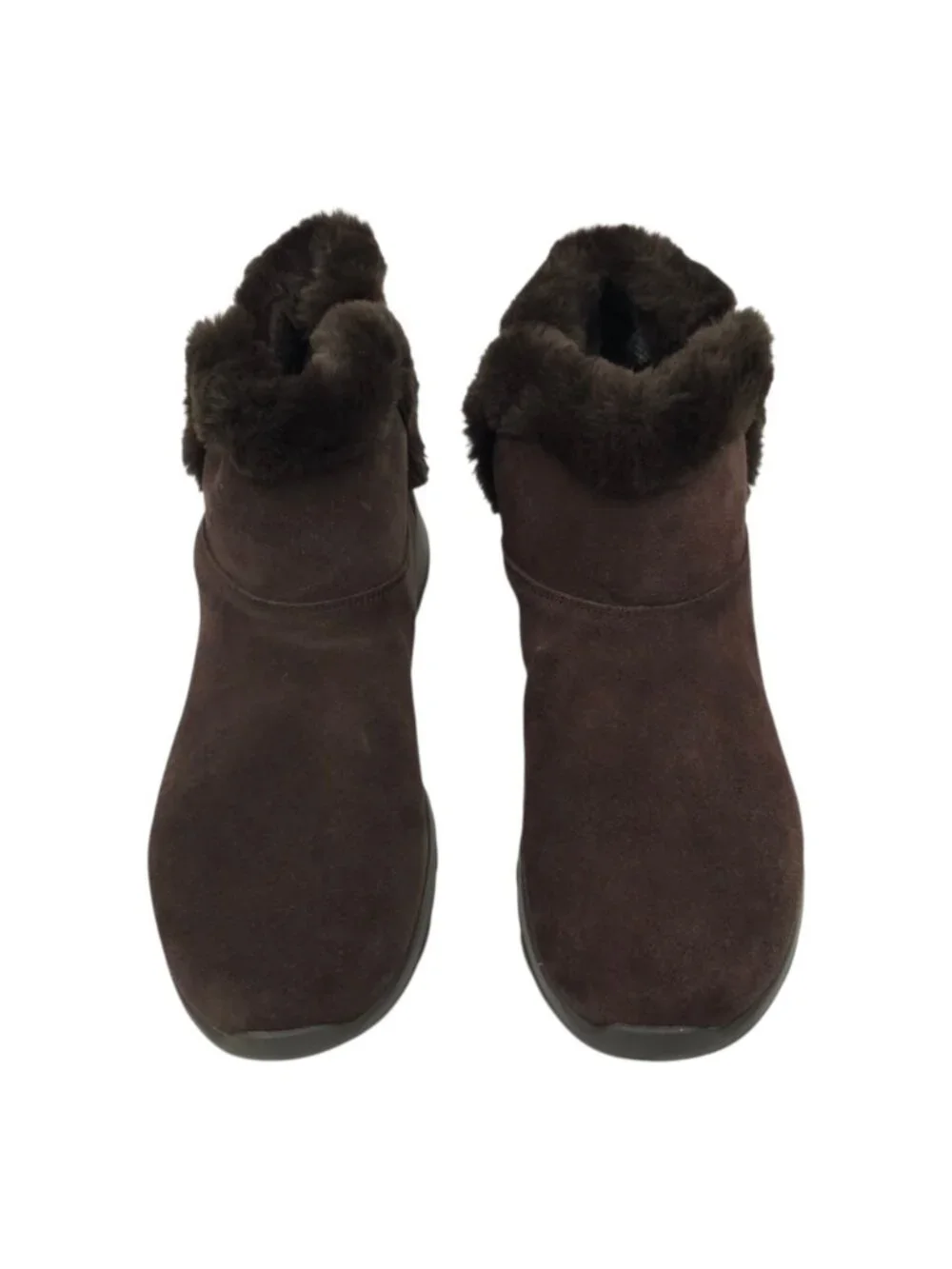 Skechers On The GO Joy Bundle Up Boots Sz 10 Brown Suede Faux Fur Ankle Bootie